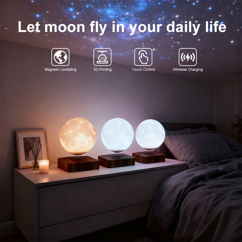 Magnetic Floating Moon Lamp - Levitating 3D Whimsical Night Light with 3 Color Modes